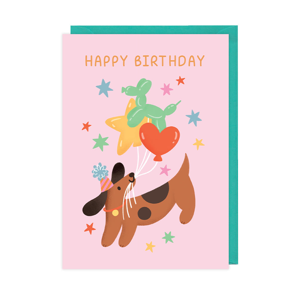 Dog & Balloons, Birthday Card