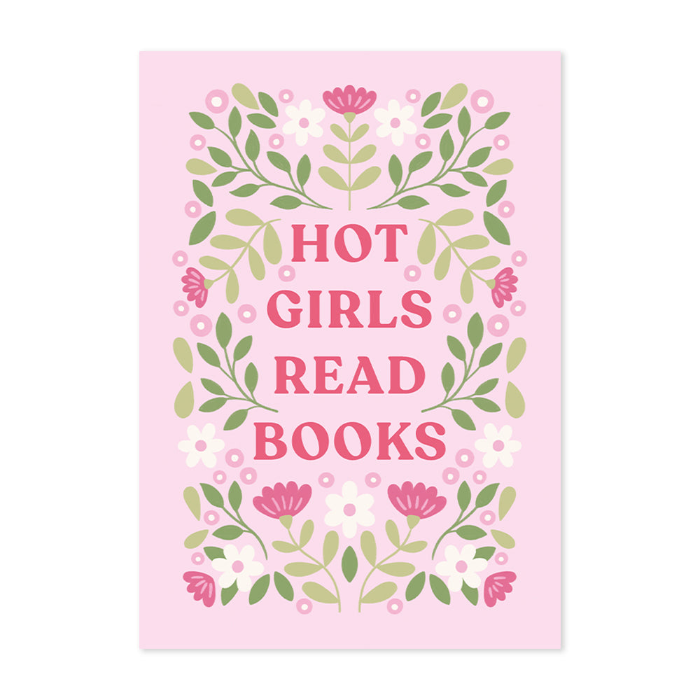 Hot Girls Read Books Art Print Pink