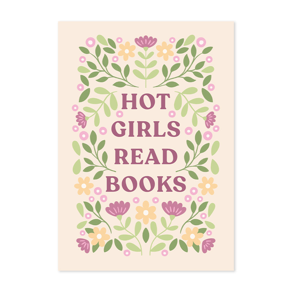 Hot Girls Read Books Art Print in Cream