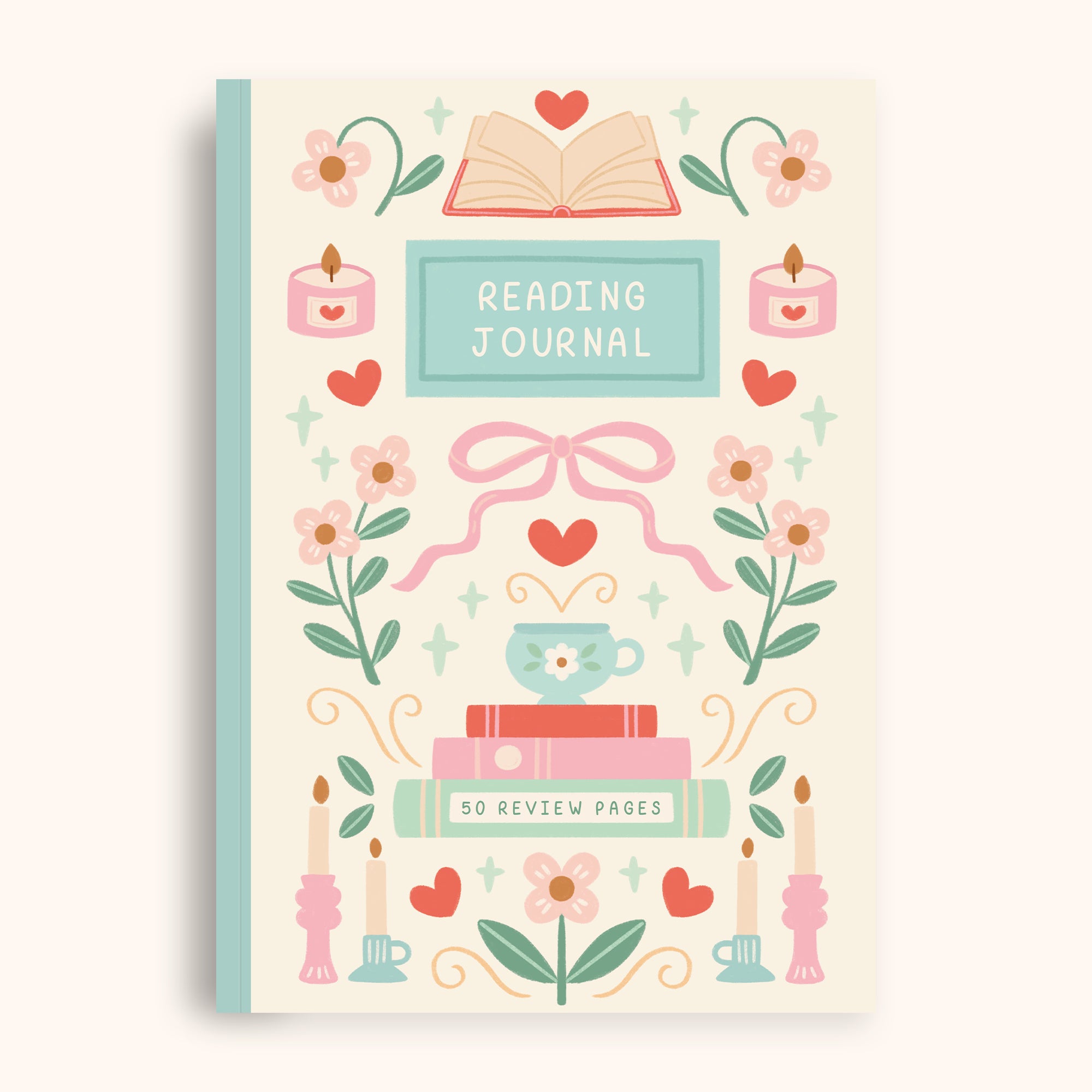 Reading Journal cover with decorative elements on a white background