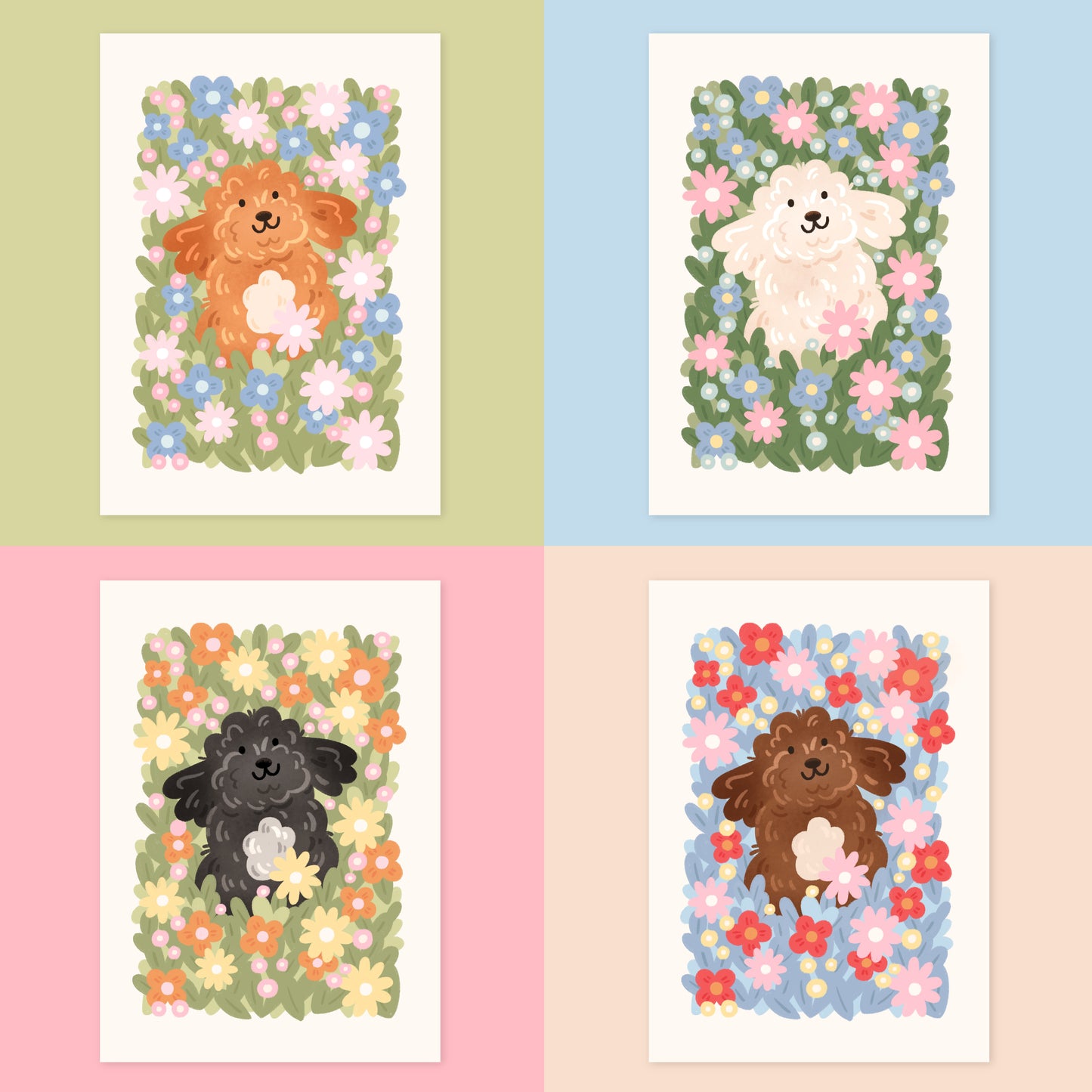 White Cockapoo Meadow Print