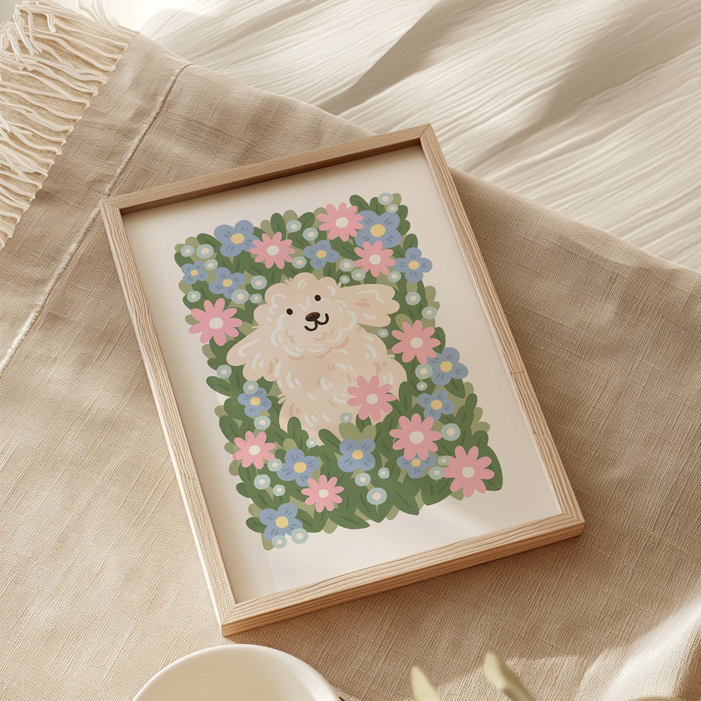 White Cockapoo Meadow Print