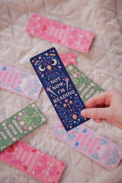 "Not Now, I'm Reading" Bookmark | Hand-Illustrated, Tear-Proof & Water-Resistant