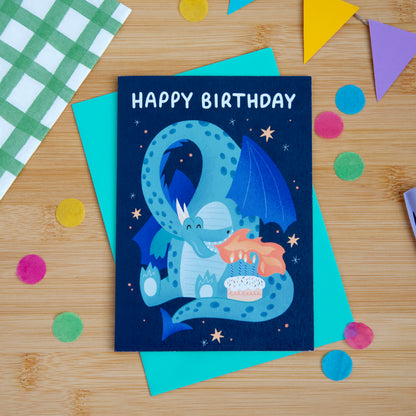 Dragon & Cake, Birthday Card