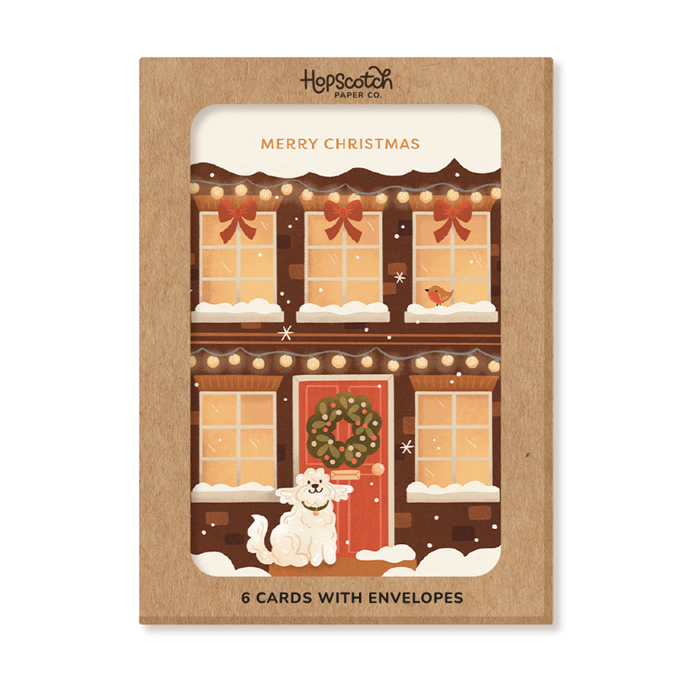 Cozy Christmas House, Pack of 6x Christmas Cards