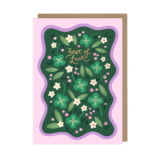 Best of Luck Card, Foiled Floral Good Luck Card