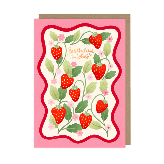 Strawberry Birthday Card, Luxury Foiled Birthday Card