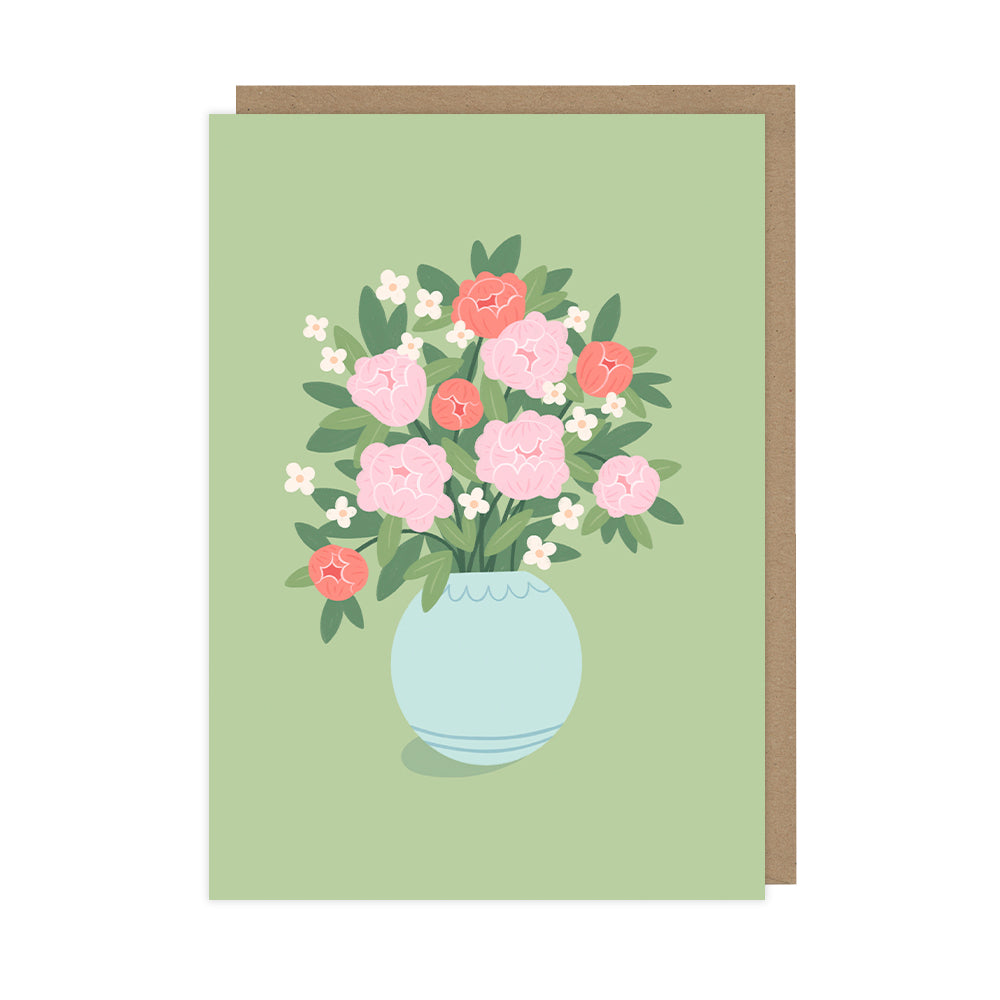 Peonies Greetings Card, Everyday Art Card