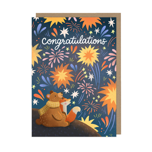 Congratulations Card, Unique Firework Autumnal Card