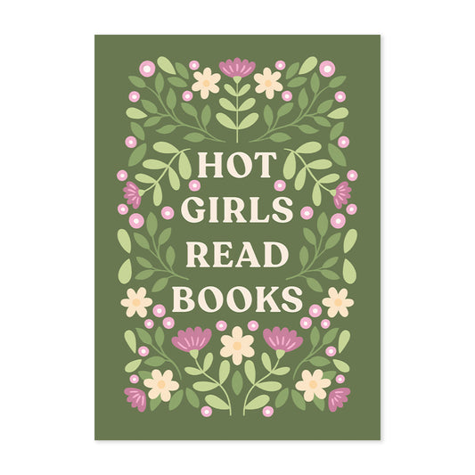 Hot Girls Read Books Art Print Green