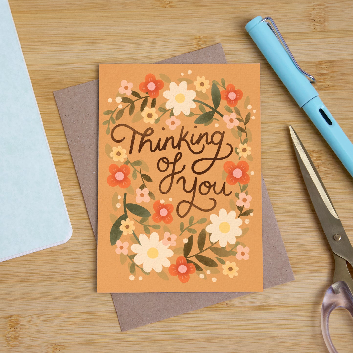 Floral Wreath, Thinking Of You Card