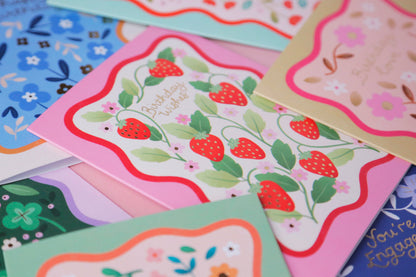 Strawberry Birthday Card, Luxury Foiled Birthday Card