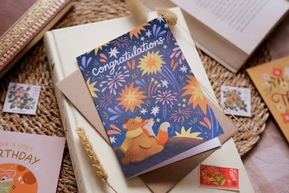 Congratulations Card, Unique Firework Autumnal Card