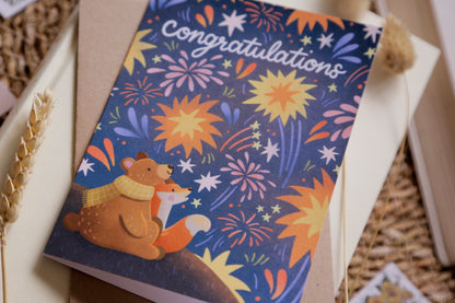 Congratulations Card, Unique Firework Autumnal Card