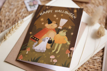 Happy Halloween Card, Cute Trick or Treat Animals