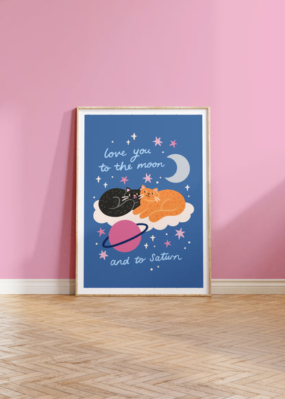 Love You To The Moon And To Saturn Taylor Swift Cat Print